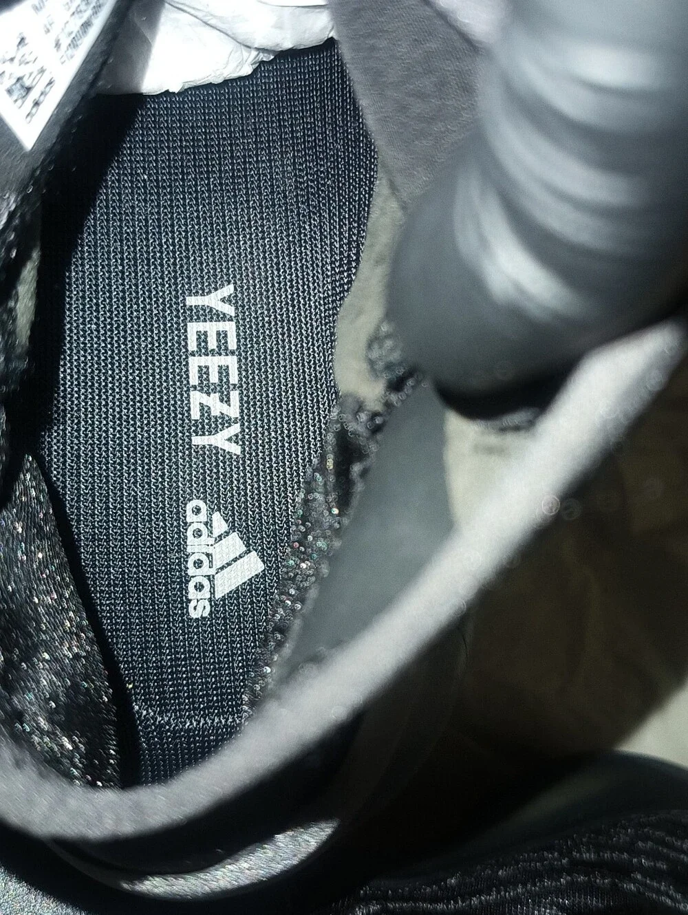 Adidas Yeezy QNTM Onyx Size 5M Black and Silver Slip-On Knit Sneakers Brand New